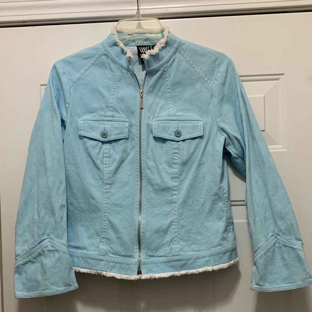 Worth Women's Sky Blue Jean Jacket Size 8